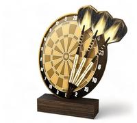 Trophy Monster Trofeo de dardos de madera clásica Sierra de oro antiguo, hecho de madera contrachapada de abedul impresa sostenible de 8 mm de grosor, tamaño (175 mm)