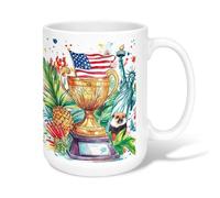 Trophy - Taza de café de cerámica, con diseño de estatua de la libertad, diseño de piña, color verde, novedosa taza de chocolate caliente con asa, ideal para amigos, familiares, compañeros de trabajo