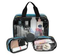 Tropic Beach Sea Travel - Bolsa de maquillaje para mujeres y hombres, bolsas de cosméticos translúcidas, 3 piezas, bolsa grande para ducha, organizador de artículos de tocador, color, L, Neceser de
