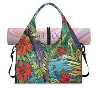 Tropic Flower Tucán Bird - Bolsa deportiva con compartimento para zapatos, fin de semana, bolsa de equipaje para gimnasio, yoga, viajes, color, L, Bolsa de viaje