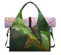 Tropic Leaves - Bolsa deportiva de lona con diseño de colibrí para mujeres y hombres, bolsa de fin de semana con compartimento para zapatos, bolsa de hombro para yoga, gimnasio, viajes, color, L,