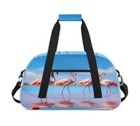 Tropic Sea Beach Flamingo - Bolsas de lona para niñas y niños, bolsa de viaje de fin de semana de 24 L, bolsa de deporte para gimnasio, práctica, color, 24 L, Organizador de bolsas