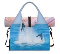 Tropic Sea Dolphin - Bolsa de deporte con compartimento para zapatos, fin de semana, bolsa de equipaje para gimnasio, yoga, viajes, color, L, Bolsa de viaje