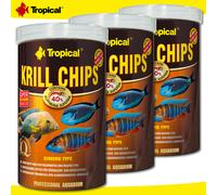 Tropical 3 x 1000 ML Krill Chips Ricas Comida para Dulce Y Peces de Agua Salada