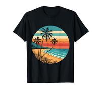 Tropical Beach 70s 80s Retro Style Sunset Vintage Estética Camiseta