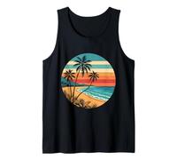 Tropical Beach 70s 80s Retro Style Sunset Vintage Estética Camiseta sin Mangas