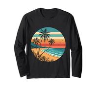 Tropical Beach 70s 80s Retro Style Sunset Vintage Estética Manga Larga