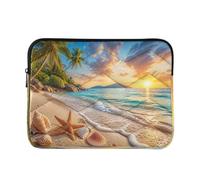 Tropical Beach - Funda acolchada dorada para portátil con forro de | Funda para portátil para llevar mochila, perfil de 2 cm y acolchado de algodón perlado