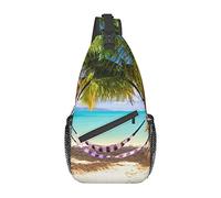 Tropical Beach Hammock Palomitas de maíz y Equipo de película Sling Bag, Mochila de Hombro Paquete de Cofre Causal Crossbody Daypack para Mujeres Hombres Senderismo Viajes
