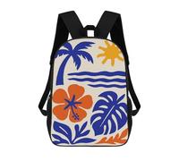 Tropical Beach Illustration with Palm Tree Mochilas Impresas En 3D Para Niños 17inch Mochilas De Moda Informales Para El Día A Día, Bolsas De Viaje, Mochilas Informales Para Exteriores Para Niños Y Ni