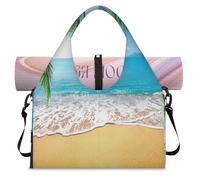Tropical Beach Palm - Bolsa de lona deportiva con compartimento para zapatos, para fin de semana, fin de semana, bolsa de equipaje para gimnasio, yoga, viajes, color, L, Bolsa de viaje