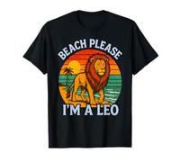 Tropical Beach Please I'm a Leo Lion On The Beach Juego de palabras del zodiaco Camiseta