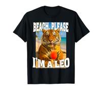 Tropical Beach Please I'm a Leo Lion On The Beach Juego de palabras del zodiaco Camiseta
