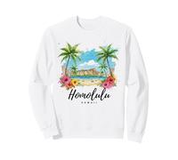 Tropical Beach Travel Honolulu Hawaii Palmeras Flores Sudadera