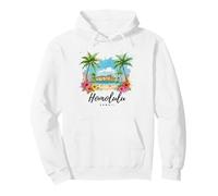 Tropical Beach Travel Honolulu Hawaii Palmeras Flores Sudadera con Capucha