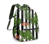 Tropical Bird of Paradise - Mochila escolar con diseño de rayas blancas y negras, 40 cm, diseño de hojas exóticas, mochila de viaje decorativa vibrante, 01., L, Casual