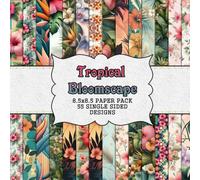 Tropical Bloomscape: Island Floral Scrapbook Paper Collection: Tropical Designs Bursting with Exotic Flowers & Lush Jungle Vibes