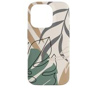 Tropical Botanical Beige Brown Exotic Minimalist Abstract Carcasa para iPhone 14 Pro