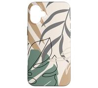 Tropical Botanical Beige Brown Exotic Minimalist Abstract Carcasa para iPhone 16 Plus
