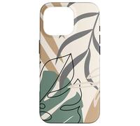 Tropical Botanical Beige Brown Exotic Minimalist Abstract Carcasa para iPhone 16 Pro