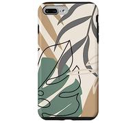 Tropical Botanical Beige Brown Exotic Minimalist Abstract Carcasa para iPhone 7 Plus/8 Plus