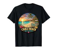 Tropical Cable Beach Bahamas Vacaciones Puesta de Sol Camiseta