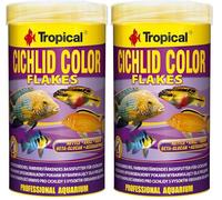 Tropical Cichlid Color Flakes 250ml / 50g - Alimento potenciador del Color con Alto Contenido de proteína para los cíclidos (Paquete de 2)