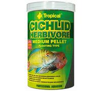 Tropical Cichlid Herbivore Medium Pellet Comida para Mascotas, Natural, 5 L, 1800