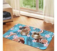 Tropical Coconut On Blue,Waterproof Pet Feeding Mat,PU Leather Placemats for Cat Dog Water Bowl,Food Mats,30x45cm