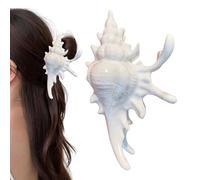 Tropical Conch Hair Claw Clip, Anti-Slip Headdress for Summer Shower or Vacation, Cute Hair Accessory for Weddings, Beach Days, Swimming, Everyday Use, 5.12x2.95 Inches