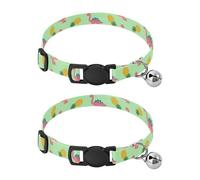 Tropical Dino Mint - Collar de metal para gatito, paquete de 2 collares de poliéster suave para mascotas
