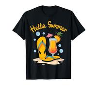 Tropical Drink Flip Flops Hello Summer Beach Summer Party Camiseta