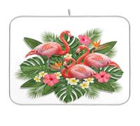 Tropical Flamingo - Tapete de secado rápido, reversible, para cocina, 18 x 24 pulgadas