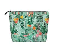 Tropical Flora - Neceser portátil de cáñamo falso, bolsa de maquillaje grande, resistente al agua, bolsa de aseo de viaje
