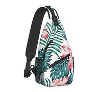 Tropical Florals and Leaves Sling Bag para Mujeres Hombres, Crossbody Shoulder Bags Casual Sling Backpack Chest Bag Travel Senderismo Daypack para Exteriores