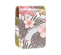 Tropical Flowers & Flamingo-01 - Estuche portátil para lápiz labial, mini caja de almacenamiento de lápiz labial, estuche organizador de lápiz labial con espejo para mujer, Varios colores, 9.5x2x7 cm/3.7x0.8x2.7 in