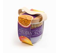 Tropical Fruits Sugar Scrub and Brush Mango Passionfruit Fruity 150g | Exfoliating Sugar Scrub with Brush for Smooth Soft Skin. Fruity Scent with Mango and Passionfruit Notes. Gentle Formula.