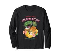 Tropical Fruits Summer Vibes Piña Mango Citrus Graphic Manga Larga
