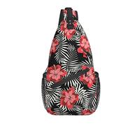 Tropical Hawaiian Flower Sling Bag Crossbody Travel Senderismo Pecho Mochila Hombro Mochila para Mujeres Hombres