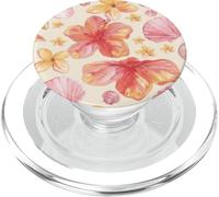 Tropical Hibiscus Seashells Summer Floral Pattern PopSockets PopGrip para MagSafe