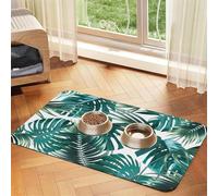 Tropical Jungle Palm Leaf,Waterproof Pet Feeding Mat,PU Leather Placemats for Cat Dog Water Bowl,Food Mats,40x60cm