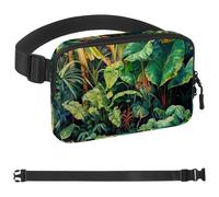 Tropical Jungle Plants-1412 - Riñonera para hombres y mujeres, riñonera con correa ajustable, bolsa cruzada de moda para viajes, al aire libre, correr, senderismo, multicolor, multicolor,