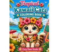 Tropical Kawaii Cats Coloring Book: 35 Cute Tropical Cats, Beach Scenes, Hibiscus Flowers, Palm Trees, and Fun Island Adventures to Color