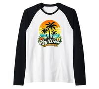 Tropical Key West Florida Vacaciones Florida Cayos Souvenir Camiseta Manga Raglan