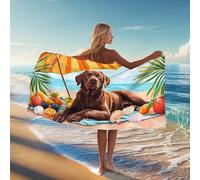 Tropical Lab Dog Toalla de playa marrón labrador toalla de piscina de verano, secado rápido, absorbente, suave, sin arena, ligera, esencial para viajes al aire libre, 70 x 35 pulgadas