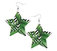Tropical Leaves - Pendientes de moda para mujer, aretes colgantes celestiales, joyería en forma de estrella para una versatilidad, One Size, Cuero
