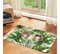 Tropical Leaves Summer Green,Waterproof Pet Feeding Mat,PU Leather Placemats for Cat Dog Water Bowl,Food Mats,30x45cm