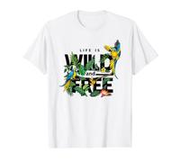 Tropical Macaw Parrots Jungle Nature Bird Design Life Quotes Camiseta gráfica económica, Hombre, Blanco, M