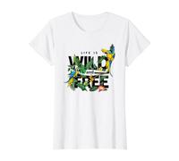 Tropical Macaw Parrots Jungle Nature Bird Design Life Quotes Camiseta gráfica económica, Mujer, Blanco, L