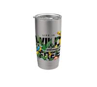 Tropical Macaw Parrots Jungle Nature Bird Design Life Quotes Vaso térmico de acero inoxidable de doble pared